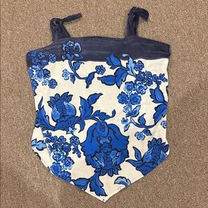 Rachel Zoe Blue and White Floral Top